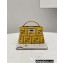 Fendi Nano Peekaboo Bag Charm FF Canvas Yellow 2021