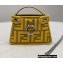Fendi Nano Peekaboo Bag Charm FF Canvas Yellow 2021