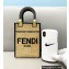 Fendi Mini Sunshine Shopper Bag Braided Straw Black 2021