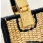 Fendi Mini Sunshine Shopper Bag Braided Straw Black 2021