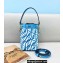 Fendi Mon Tresor Mini Bucket Bag Glazed Canvas FF Vertigo Graphic Print Blue 2021
