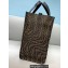 Fendi Shopper Tote Bag Brown Jacquard Fabric FF Vertigo Graphic Print 2021