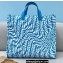 Fendi Shopper Tote Bag Glazed Canvas FF Vertigo Graphic Print Blue 2021