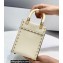 Fendi Leather Mini Sunshine Shopper Bag White with Metal Stitching 2021