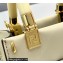 Fendi Leather Mini Sunshine Shopper Bag White with Metal Stitching 2021