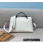Fendi FF Motif Handle Leather By The Way Medium Boston Bag White