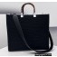 Fendi Technical Mesh FF Fabric Sunshine Medium Shopper Tote Bag Black 2021