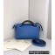 Fendi FF Motif Handle Leather By The Way Mini Boston Bag Light Blue