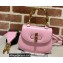 Gucci leather Mini top handle bag with Bamboo 686864 Pink 2021