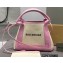Balenciaga Navy XS Cabas Tote Bag in Cotton Canvas and Calfskin Pink/Light Beige 2021