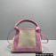 Balenciaga Navy XS Cabas Tote Bag in Cotton Canvas and Calfskin Pink/Light Beige 2021