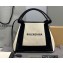 Balenciaga Navy XS Cabas Tote Bag in Cotton Canvas and Calfskin Black/Light Beige 2021