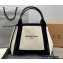 Balenciaga Navy Small Cabas Tote Bag in Cotton Canvas and Calfskin Black/Light Beige 2021