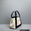 Balenciaga Navy Small Cabas Tote Bag in Cotton Canvas and Calfskin Black/Light Beige 2021