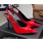 Saint Laurent Heel 10.5cm Lui Slingback Sandals in Patent Leather Red 2021