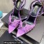 Saint Laurent Heel 10.5cm Pleated Leather Sandals Patent Lilac 2021