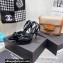 Saint Laurent Heel 10.5cm Pleated Leather Sandals Patent Black 2021