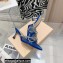Mach & Mach Heel 6.5cm Double Bow Mules PVC Blue 2021