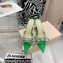 Mach & Mach Heel 6.5cm Double Bow Mules PVC Green 2021