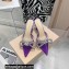Mach & Mach Heel 6.5cm Double Bow Mules PVC Purple 2021