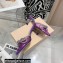 Mach & Mach Heel 6.5cm Double Bow Mules PVC Purple 2021