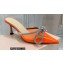 Mach & Mach Heel 6.5cm Double Bow Mules PVC Orange 2021
