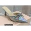 Mach & Mach Heel 6.5cm Double Bow Mules Iridescent Leather Silver 2021