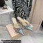 Mach & Mach Heel 6.5cm Double Bow Mules Iridescent Leather Silver 2021