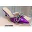 Mach & Mach Heel 6.5cm Double Bow Mules Iridescent Leather Purple 2021