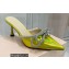 Mach & Mach Heel 6.5cm Double Bow Mules Iridescent Leather Yellow 2021