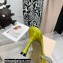 Mach & Mach Heel 6.5cm Double Bow Mules Iridescent Leather Yellow 2021