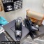Saint Laurent Heel 10.5cm Leather Slingback Sandals Black with Crystal Ball 2021