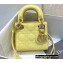 Lady Dior Micro Bag in Patent Cannage Calfskin Pale Yellow 2021