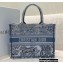 Dior Small Book Tote Bag in Toile de Jouy Embroidery Blue Gradient 2021