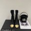 Chanel Grosgrain Knit and Calfskin Ankle Boots G38522 Black/Gold 2022