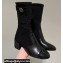 Chanel Grosgrain Knit and Calfskin Ankle Boots G38522 Black 2022