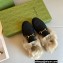 Gucci Wool Fur Horsebit Princetown Slippers 100 Black Felt 2022