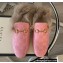 Gucci Wool Fur Horsebit Princetown Slippers GG Canvas Pink 2022