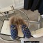 Gucci Wool Fur Horsebit Princetown Slippers GG Canvas Dark Blue 2022