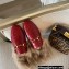 Gucci Wool Fur Horsebit Princetown Slippers Croco Pattern Red 2022