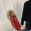 Gucci Wool Fur Horsebit Princetown Slippers Croco Pattern Red 2022