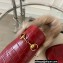 Gucci Wool Fur Horsebit Princetown Slippers Croco Pattern Red 2022