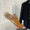 Gucci Wool Fur Horsebit Princetown Slippers Croco Pattern Yellow 2022