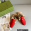Gucci Wool Fur Horsebit Princetown Slippers 100 Red Felt 2022