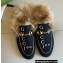 Gucci Wool Fur Horsebit Princetown Slippers 100 Black/White Felt 2022