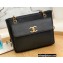 Chanel Vintage Gold-Tone Metal CC Logo Shopping Tote Bag 6706 Caviar Leather Black