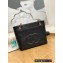 Chanel Vintage Gold-Tone Metal CC Logo Shopping Tote Bag 6706 Caviar Leather Black