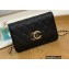 Chanel Caviar Leather CC Logo Wallet On Chain Woc Bag 1794 Black