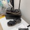 Chanel Heel 3cm Platform 2cm Lambskin Chain Around Sandals G38489 Black 2022