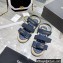 Chanel Logo Beach Sandals Tweed Blue Spring 2022